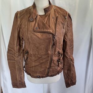 Blu Pepper Blu Pepper - Brown Multi Pocket Pleather Jacket - (L)